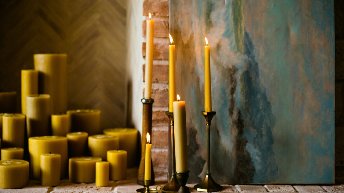Beeswax candle lit for candle meditation