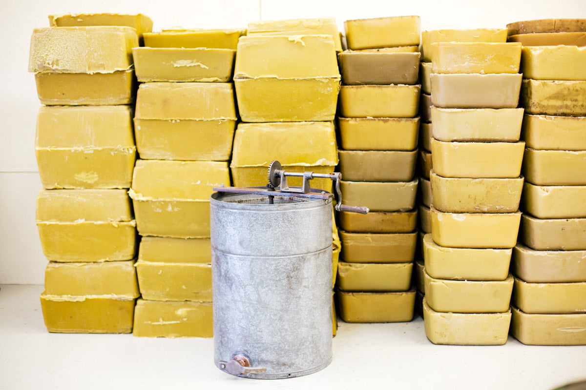 Stacks of bulk beeswax