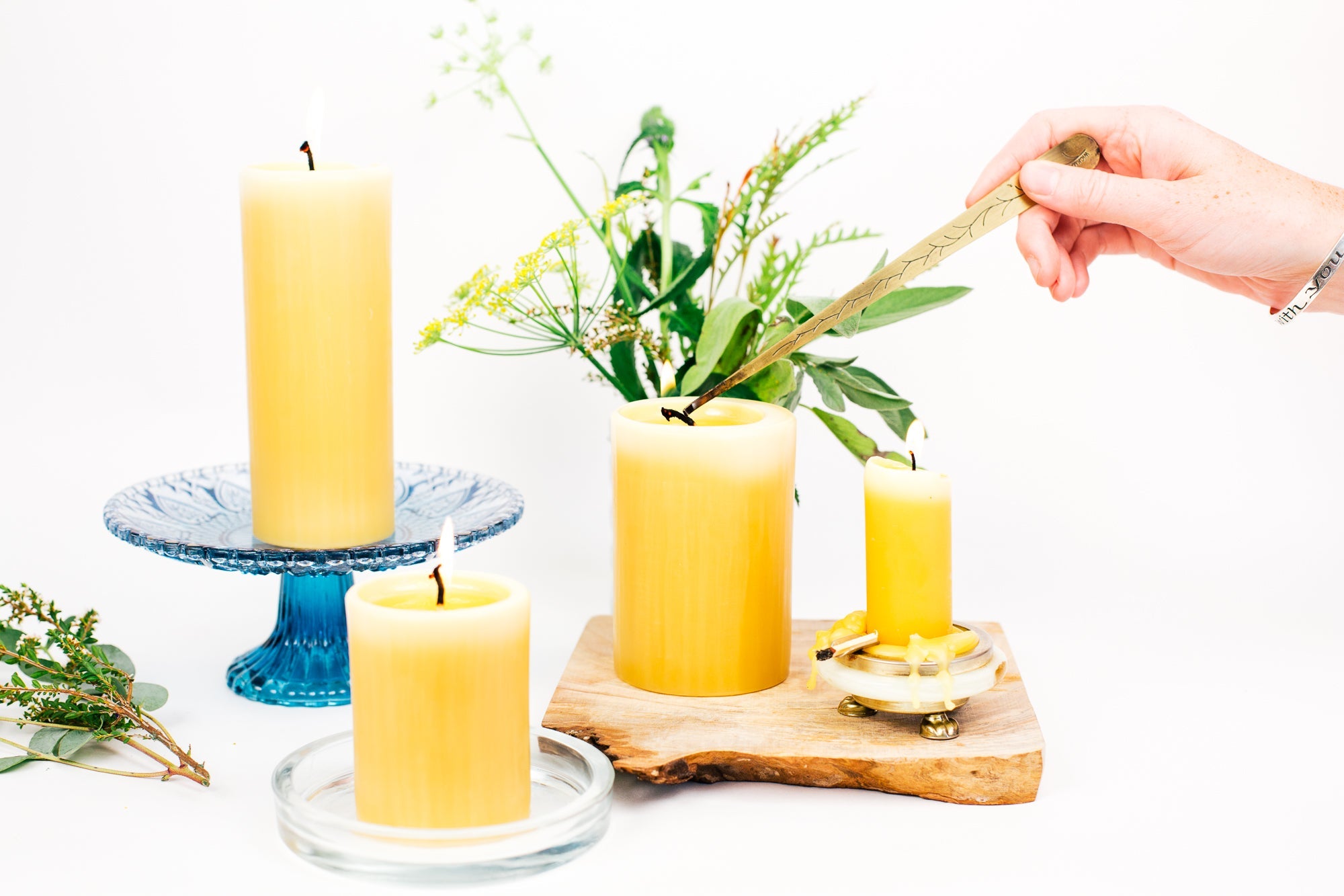 One-Wick Pillar Beeswax Candles