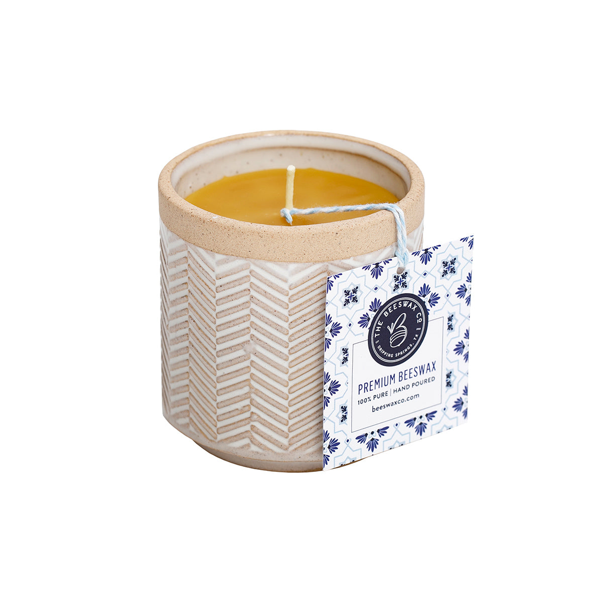 heringbone beeswax candle