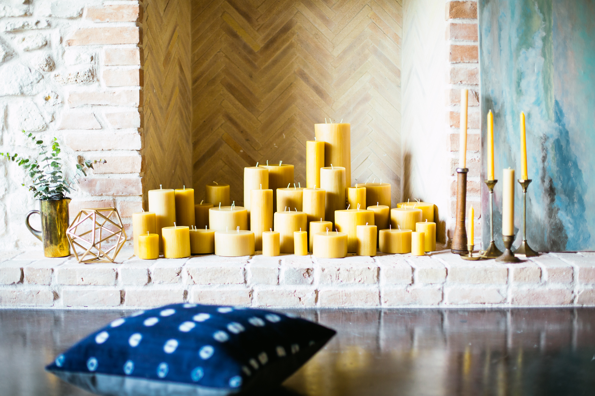6 Inch Wide LARGE BEESWAX PILLARS / Set of 3 Candles / 4 Wicks / Center  Piece 🐝